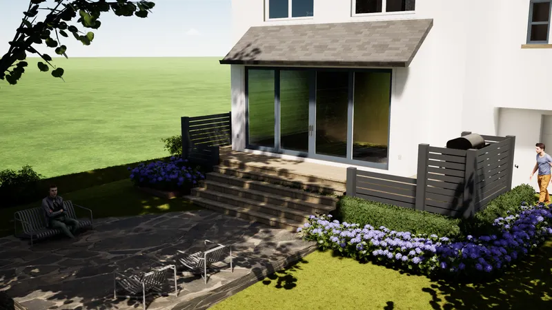 Islington Village House — rear deck and garden.